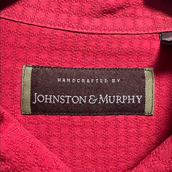 Johnston & Murphy 100% Silk Red Casual Button Down Shirt - Picture 3 of 8